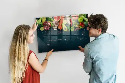 Lavagna magnetica scrivibile con motivo verdure sulla tavola