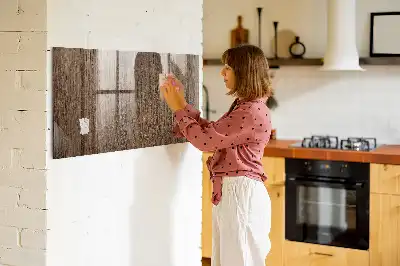 Lavagna magnetica con pennarelli in legno scuro
