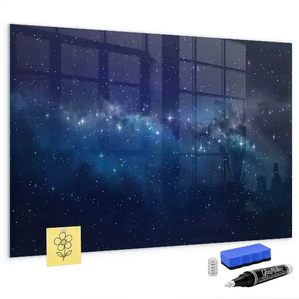 Lavagna magnetica con pennarelli motivo cielo scuro con stelle