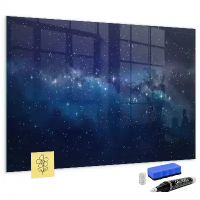 Lavagna magnetica con pennarelli motivo cielo scuro con stelle