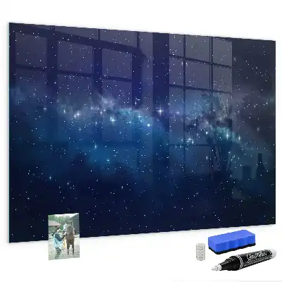 Lavagna magnetica con pennarelli motivo cielo scuro con stelle