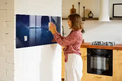 Lavagna magnetica con pennarelli motivo cielo scuro con stelle