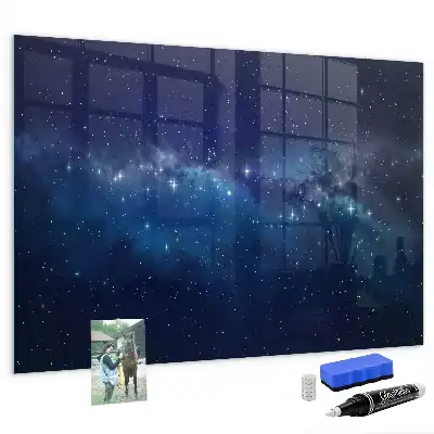 Lavagna magnetica con pennarelli motivo cielo scuro con stelle