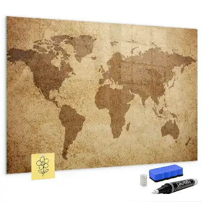 Mappa del mondo vintage lavagna magnetica con pennarelli inclusi