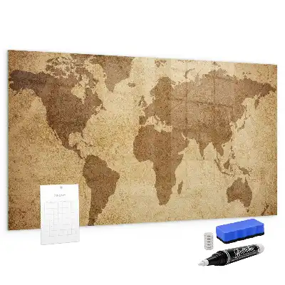 Mappa del mondo vintage lavagna magnetica con pennarelli inclusi