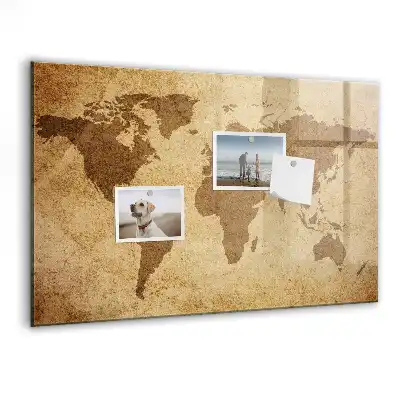 Mappa del mondo vintage lavagna magnetica con pennarelli inclusi