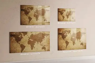 Mappa del mondo vintage lavagna magnetica con pennarelli inclusi