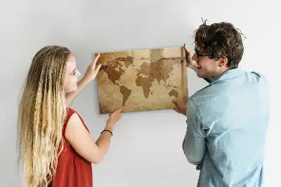 Mappa del mondo vintage lavagna magnetica con pennarelli inclusi