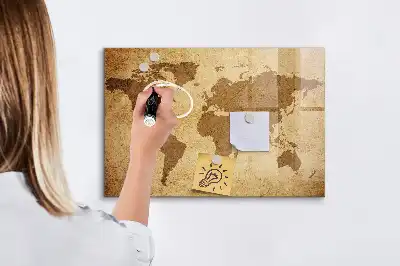 Mappa del mondo vintage lavagna magnetica con pennarelli inclusi