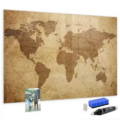 Mappa del mondo vintage lavagna magnetica con pennarelli inclusi