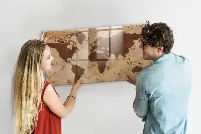 Lavagna magnetica scrivibile con stampa a vecchia mappa del mondo