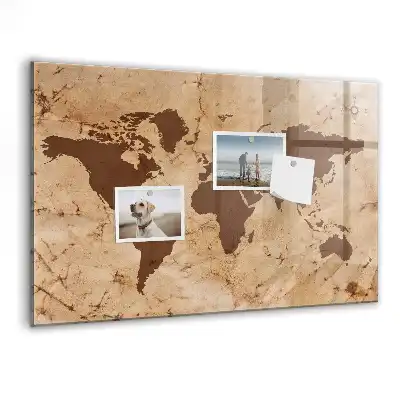 Lavagna magnetica scrivibile con stampa a vecchia mappa del mondo