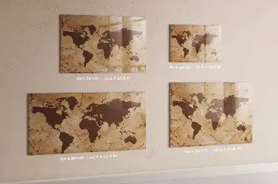 Lavagna magnetica scrivibile con stampa a vecchia mappa del mondo