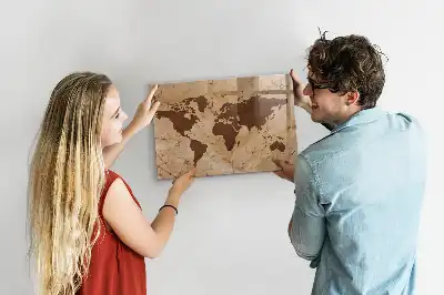 Lavagna magnetica scrivibile con stampa a vecchia mappa del mondo