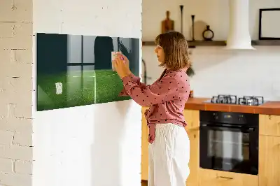 Lavagna magnetica scrivibile a forma di campo da calcio