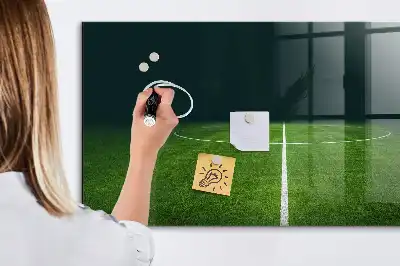 Lavagna magnetica scrivibile a forma di campo da calcio