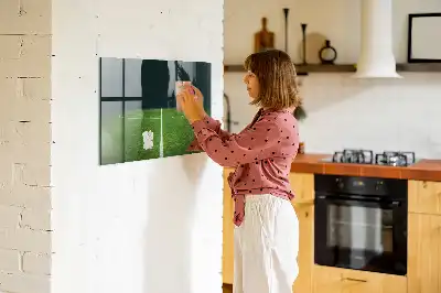 Lavagna magnetica scrivibile a forma di campo da calcio