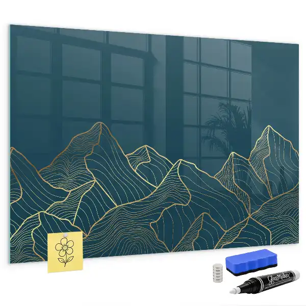 Lavagna magnetica con pennarelli decorazione a tema montagna