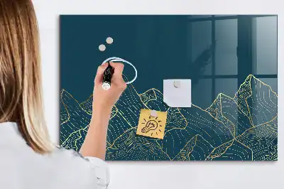 Lavagna magnetica con pennarelli decorazione a tema montagna