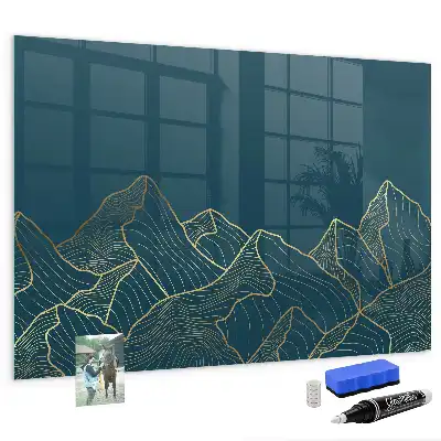 Lavagna magnetica con pennarelli decorazione a tema montagna