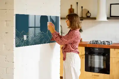 Lavagna magnetica con pennarelli decorazione a tema montagna
