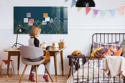 Lavagna magnetica con pennarelli decorazione a tema montagna