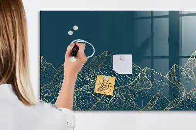 Lavagna magnetica con pennarelli decorazione a tema montagna