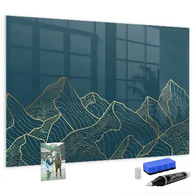 Lavagna magnetica con pennarelli decorazione a tema montagna