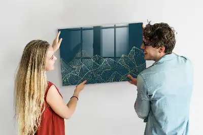 Lavagna magnetica con pennarelli decorazione a tema montagna