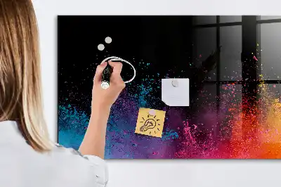 Lavagna magnetica con pennarelli versione esplosione di colori