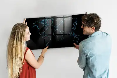 Lavagna magnetica scrivibile con contorni della mappa del mondo