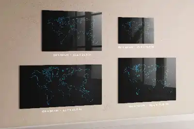 Lavagna magnetica scrivibile con contorni della mappa del mondo