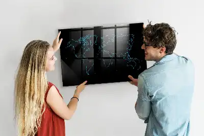 Lavagna magnetica scrivibile con contorni della mappa del mondo