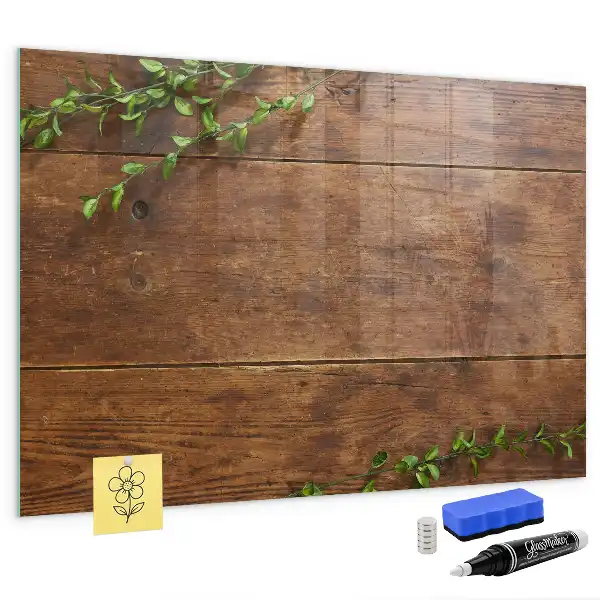 Lavagna magnetica con pennarelli in legno rustico