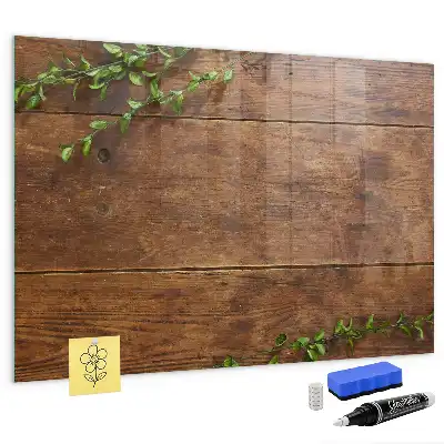 Lavagna magnetica con pennarelli in legno rustico