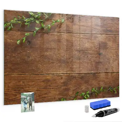 Lavagna magnetica con pennarelli in legno rustico