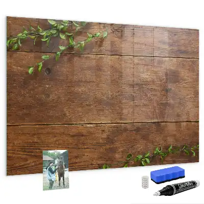 Lavagna magnetica con pennarelli in legno rustico