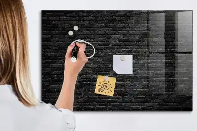 Lavagna magnetica scrivibile con motivo a muro di mattoni scuri
