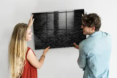 Lavagna magnetica scrivibile con motivo a muro di mattoni scuri