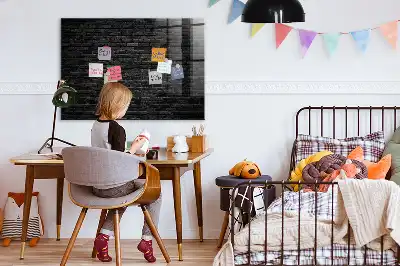 Lavagna magnetica scrivibile con motivo a muro di mattoni scuri