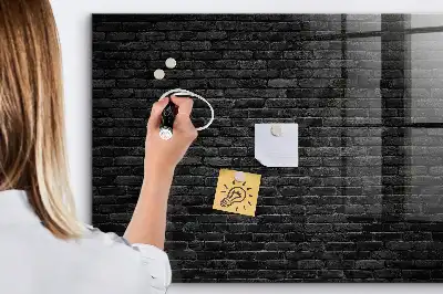 Lavagna magnetica scrivibile con motivo a muro di mattoni scuri