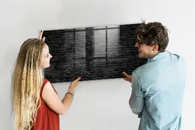 Lavagna magnetica scrivibile con motivo a muro di mattoni scuri