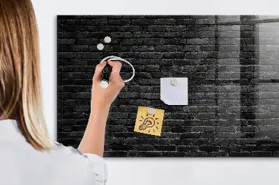 Lavagna magnetica scrivibile con motivo a muro di mattoni scuri