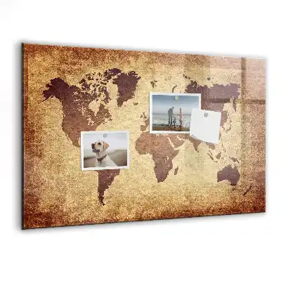 Lavagna magnetica con pennarelli decorata con antica mappa del mondo