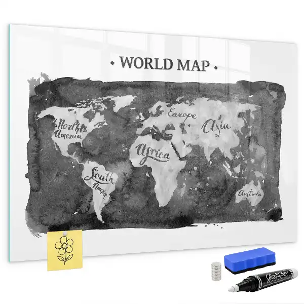 Mappa del mondo lavagna magnetica scrivibile in stile retro
