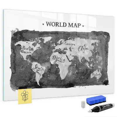 Mappa del mondo lavagna magnetica scrivibile in stile retro