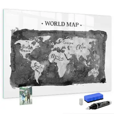 Mappa del mondo lavagna magnetica scrivibile in stile retro
