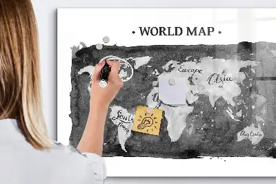 Mappa del mondo lavagna magnetica scrivibile in stile retro