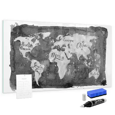 Mappa del mondo lavagna magnetica scrivibile in stile retro