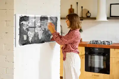 Mappa del mondo lavagna magnetica scrivibile in stile retro
